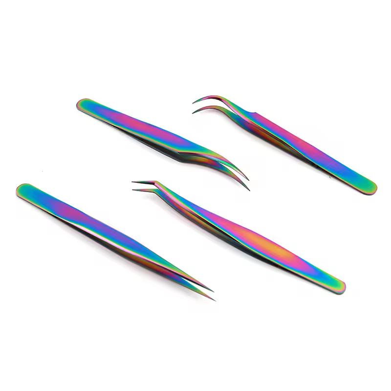 Ready To Ship Private Label 75 Degree Eyelash Extensions Tweezers Stainless Steel Beauty Tool Fiber Tip For Eyelash Extensions