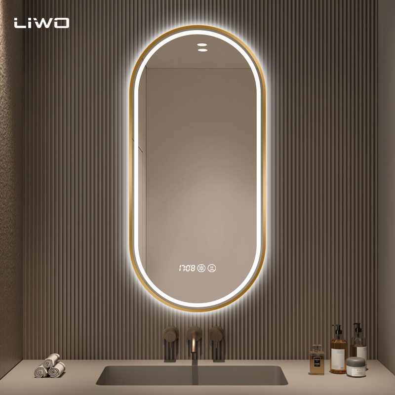 2025 Lw High-Definition Oval Shaped Smart Front and Backlit Light Bathroom LED Mirror with Bluetooth MP3 Player Aluminum Alloy Frame Intelligent Anti-Fog