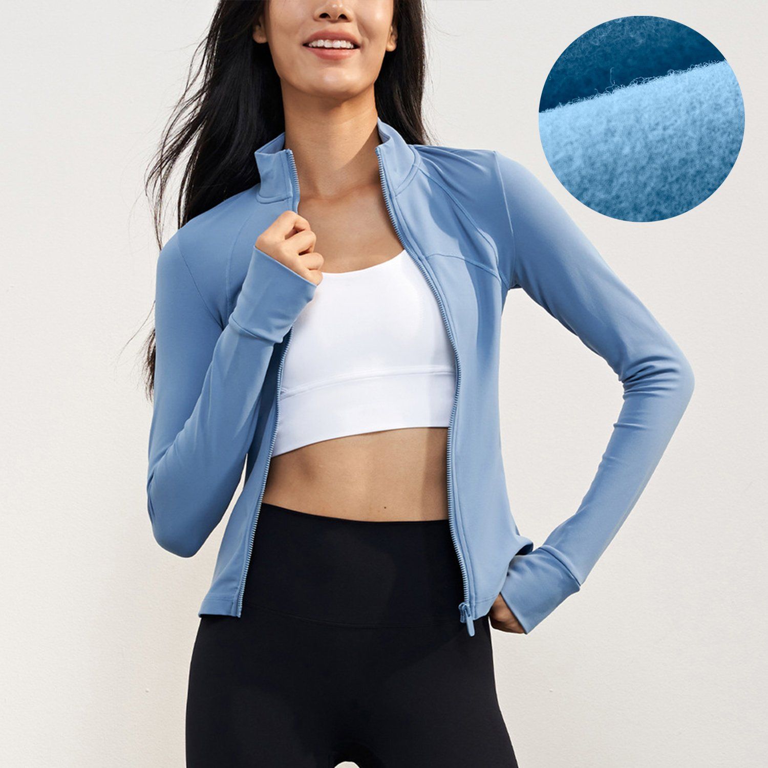 Qumor Factory Wholesale Yoga Jacket Zip up Yoga Fashion Fitness Sports Clothing Cropped Hoodie Clothes