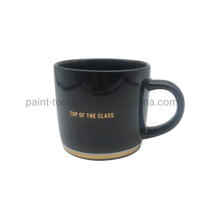 Hot Sale Black Coffee Mug Cup Cheap Ceramic with Golden Bottom