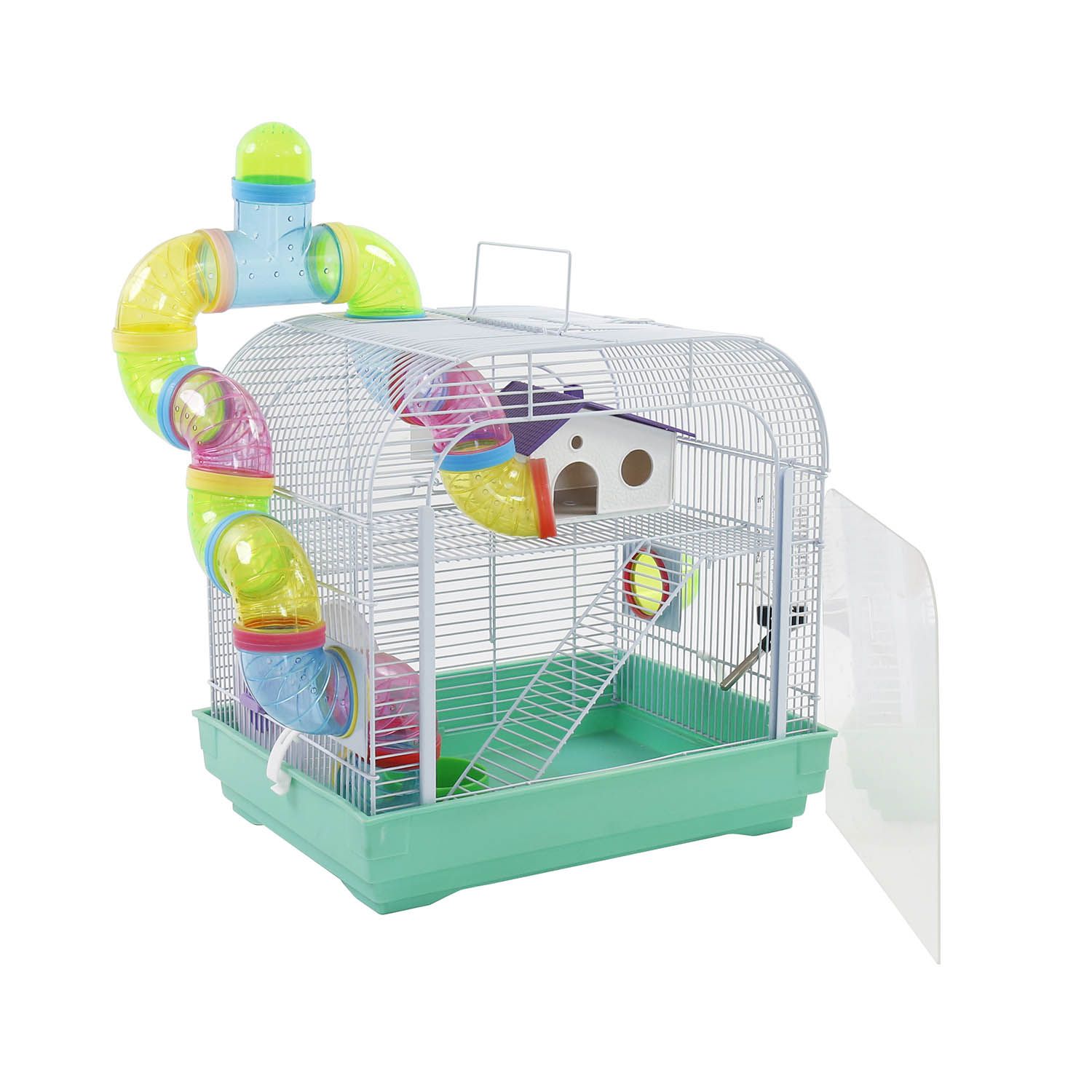 Portable Hamster Cage Petite Habitat Trail Extreme Challenge Cabin, Runner, Kettle, Bowl, Slide, Drinker Pet Rat Haven Cage