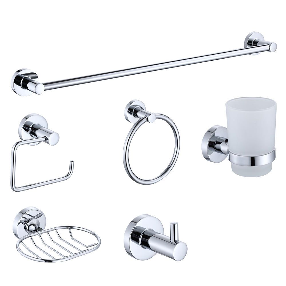 Ready to Ship Bathroom Hardware Accessory Set Chrome Bathroom Hardware Fittings Accessory 6 Pieces Set Bar Wall Mounted for Hotel&Home
