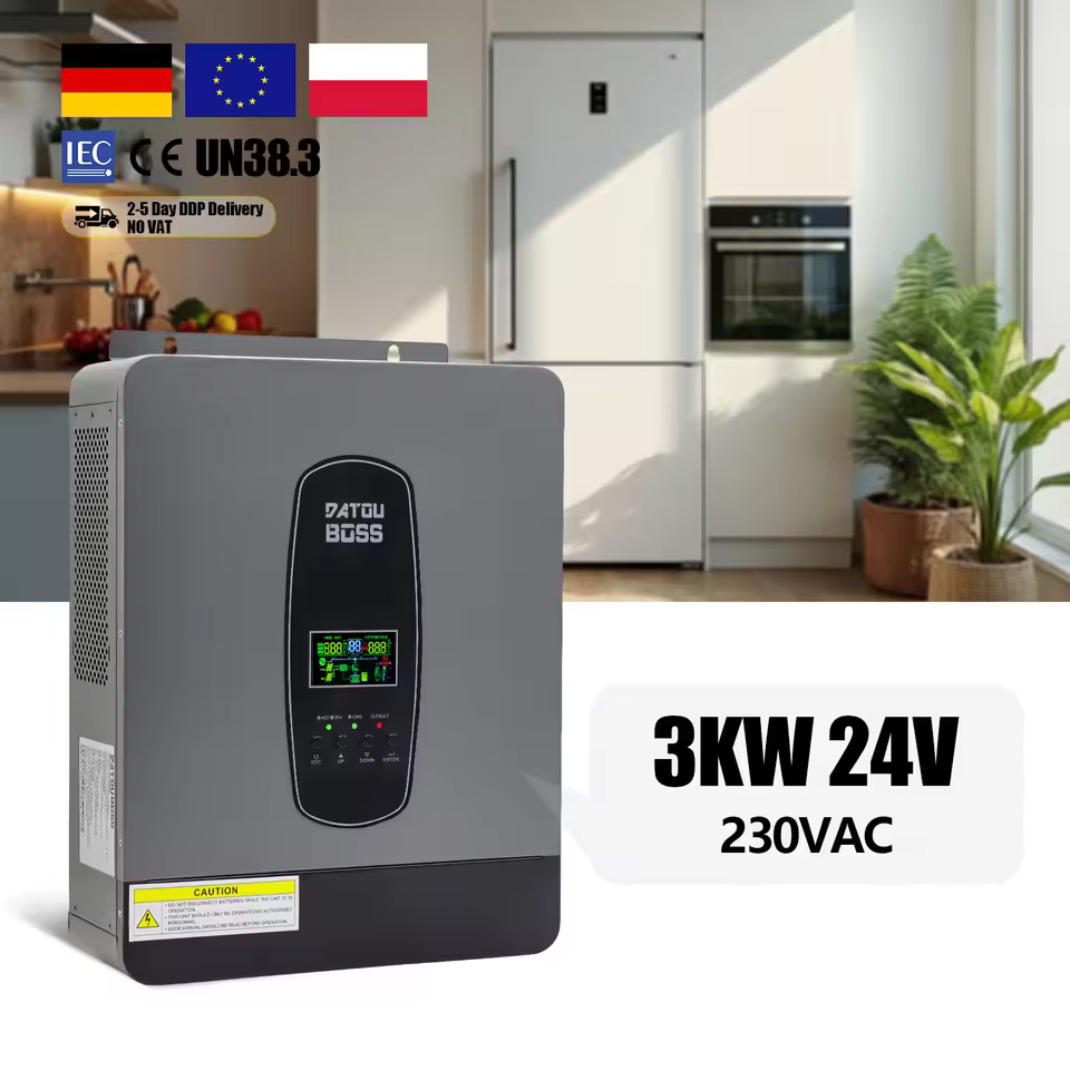 Datouboss Eu Stock Hybrid Solar Energy Inverters 3kw 24v To 230v On Off Grid Pure Sine Wave Solar Hybrid Inverter For Home Use