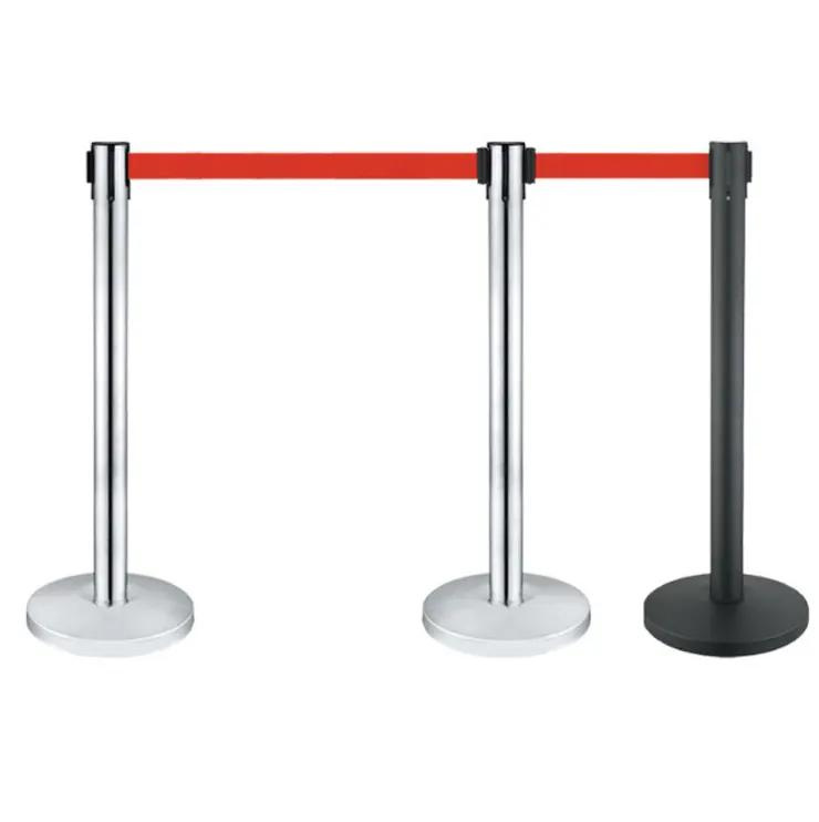 Effective Product Retractable Belt Queue Pole Stand Crowd Control Stanchion Safety Isolation Belt Showcase Stainless Steel Warning Column