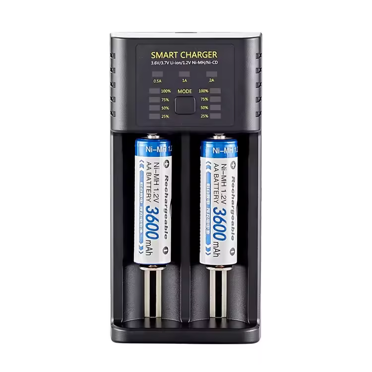 Smart Battery Charger Station For 18650 3.7v 18700 20700 16340 Li-ion And Ni-mh Battery Bulk 2 Slots Usb Charger