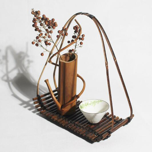 Handmade Weave Bambootray-Form Flower Basket