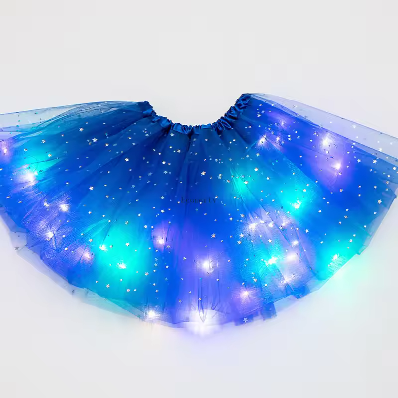 Led Glowing Light Princess Skirt Women Layer Mesh Of Lights Ballerina Party Dancing Puffy Skirt Latex Mini Skirt Costume