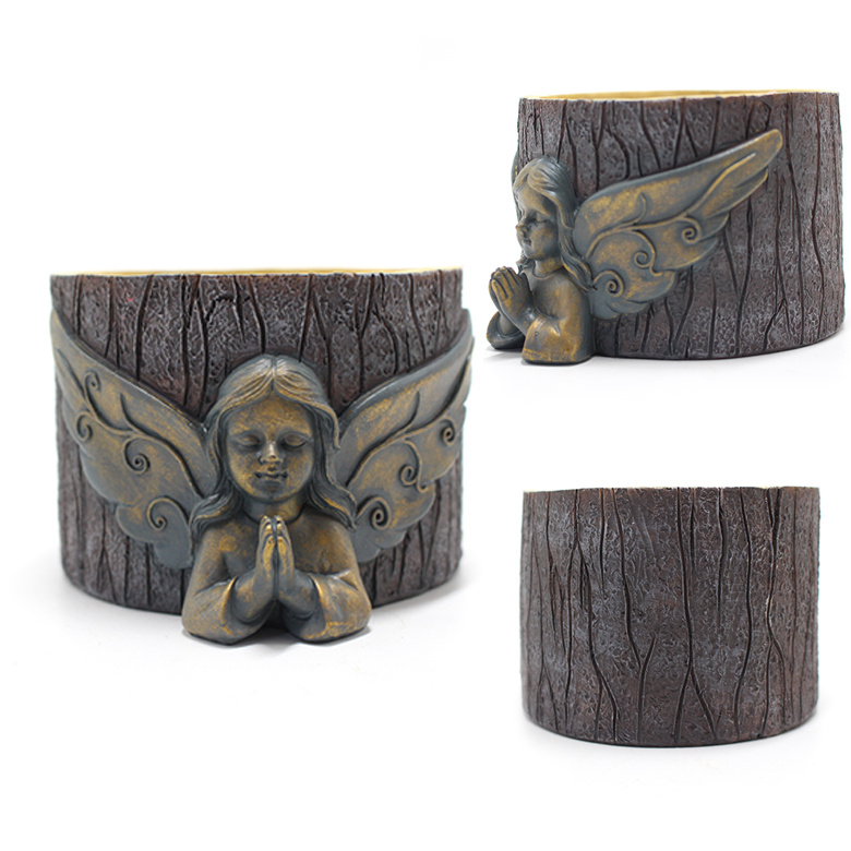 in Stock Pray Angle Resin Flower Pot Garden Planter