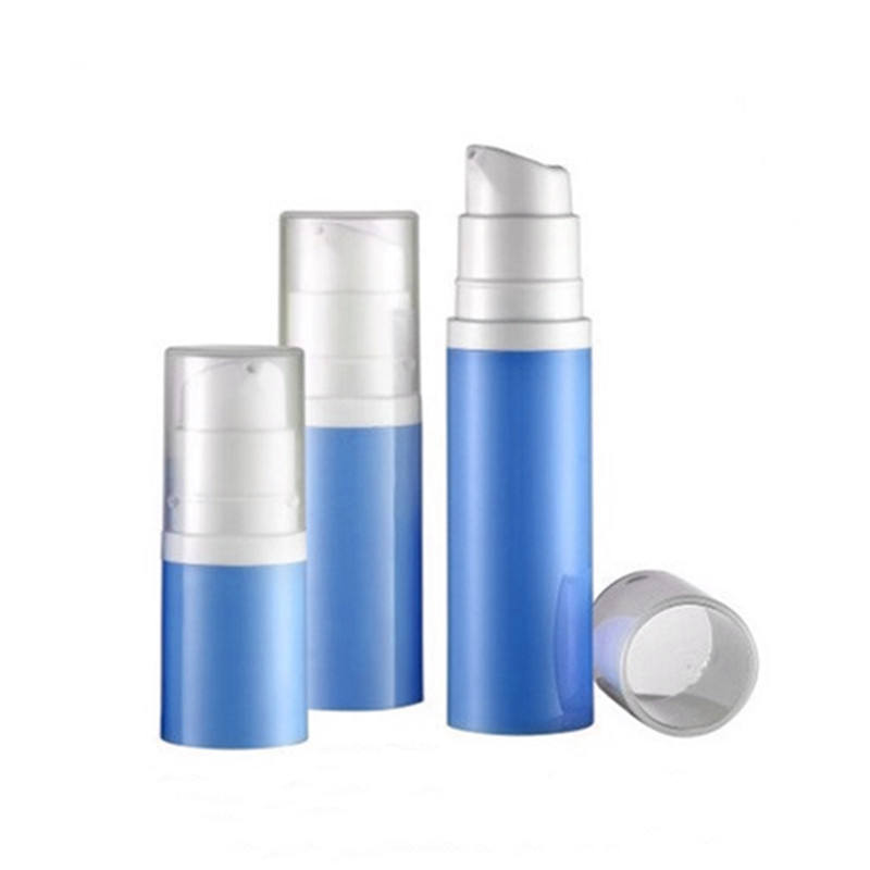 Beautiful Blue Plastic Airless Bottle With Transparent Color Customized Manufacturer Airless Bottles