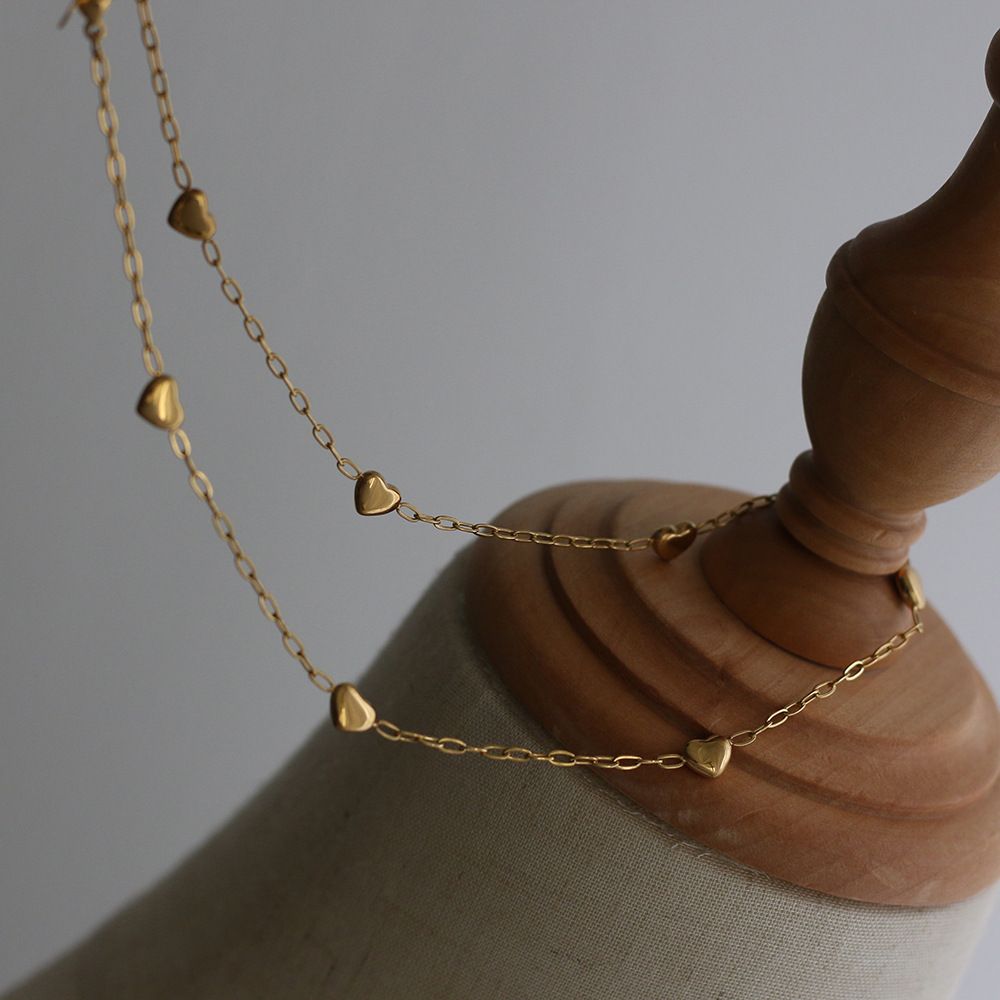 2024 Dainty Fashion Jewelry Cute Women Stainless Steel Moulding Heart Necklace