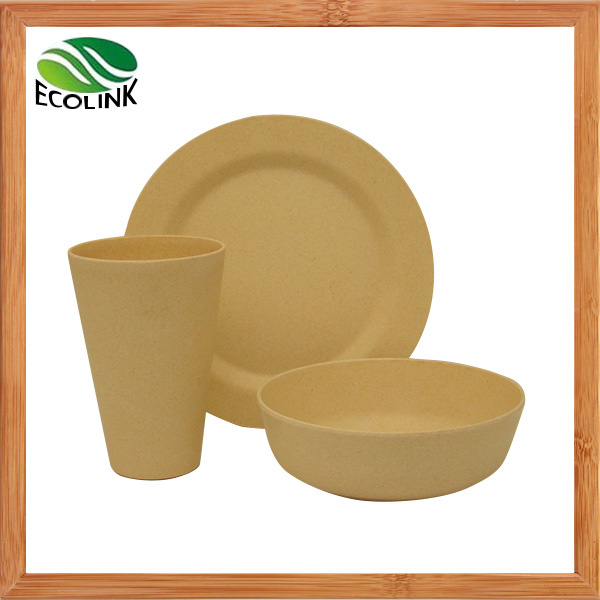 Eco Friendly Kid's Bamboo Fibre Plate Bowl Cup Tableware Set