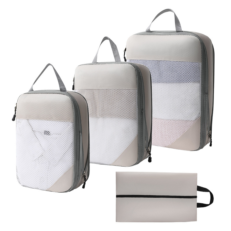 Private Label Lightweight Luggage Trolley Bag Travel Compression Organizers Packing Cubes with Shoes Bag