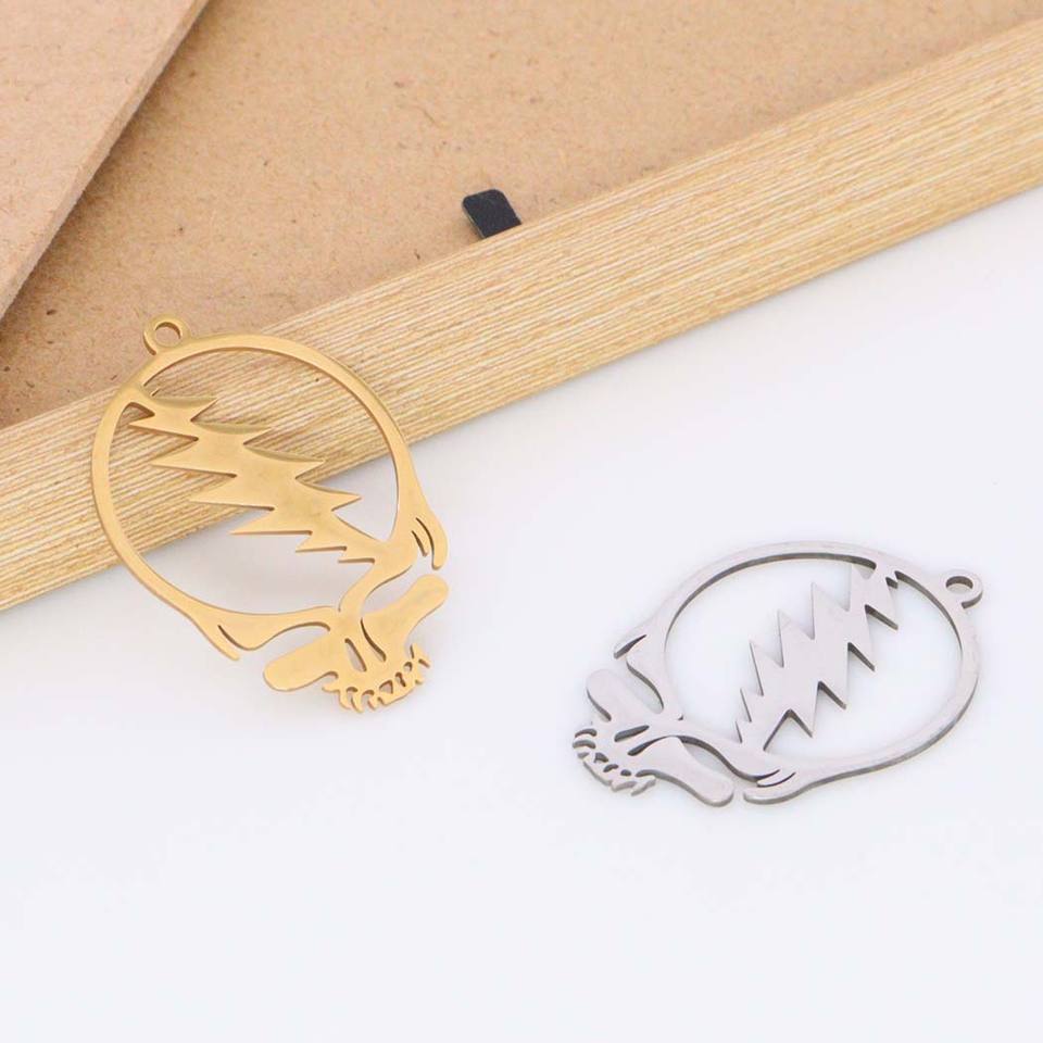 Wholesale Trendy Stealie Symbol Stainless Steel Link Chain Grateful Dead Inspired Deadhead Music Festivals Jewelry Necklace