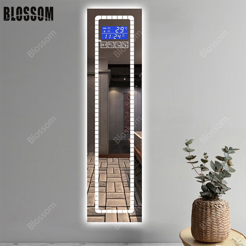 High-End LED Blue Electronic Display Bluetooth Time Luminous Dressing Mirror