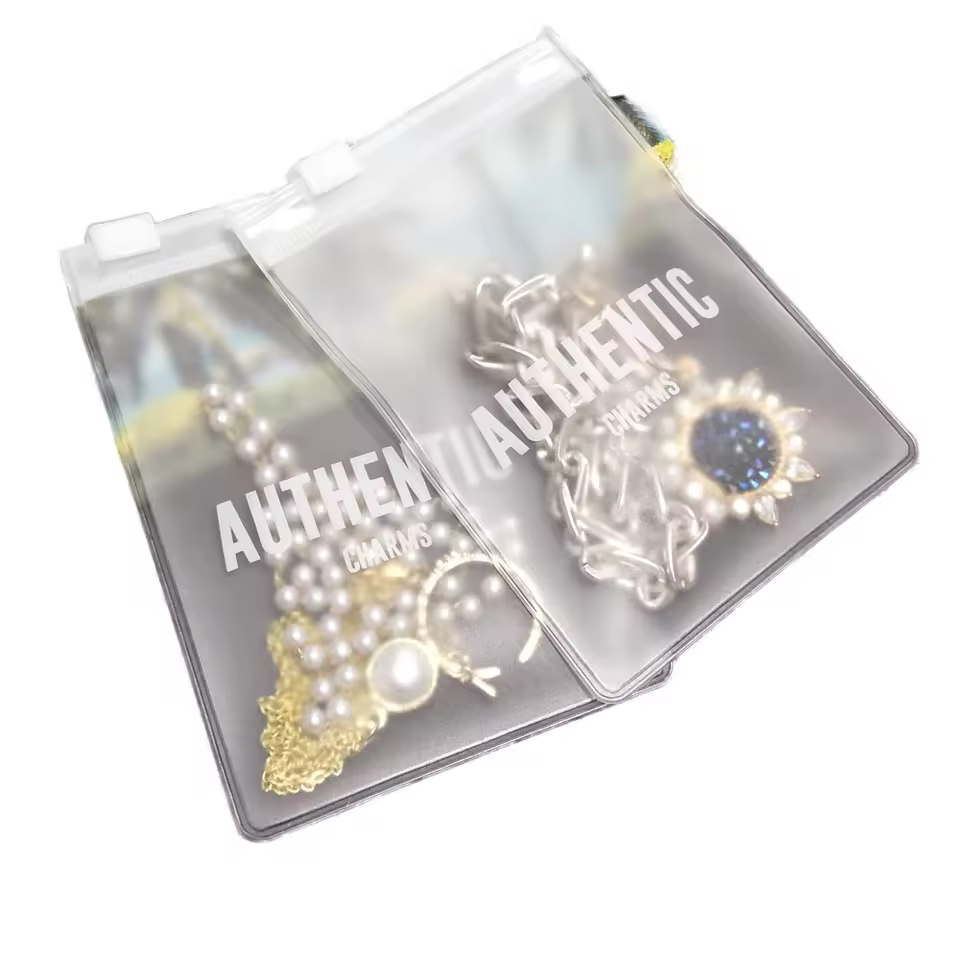 In Stock Pvc Frosted Jewelry Zipper Pouch Packaging Secure Glasses Rings Necklace Watches Custom Logo Small Zip Lock Plastic Bag