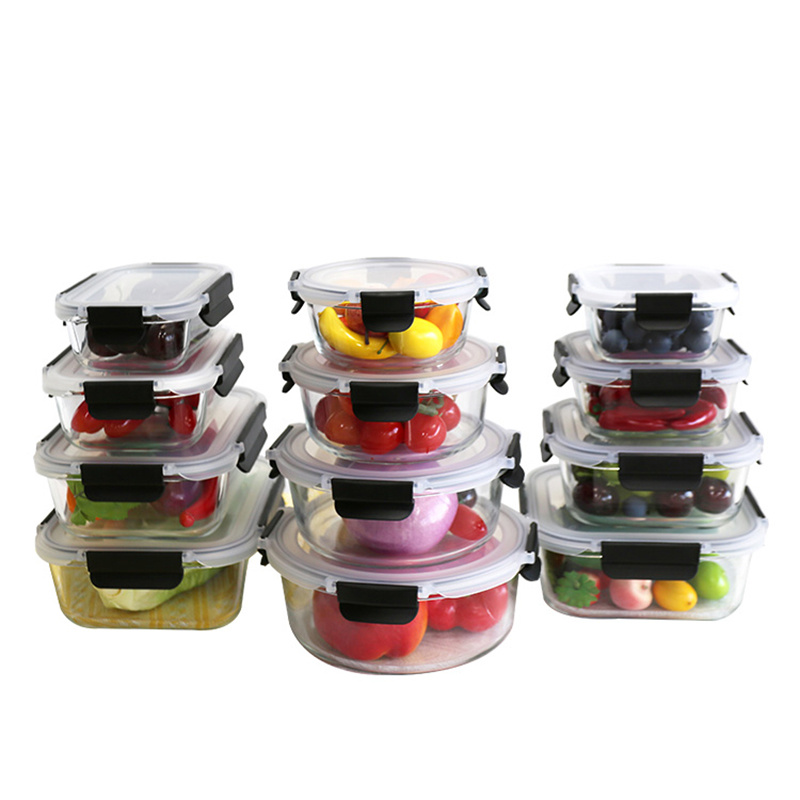 Multiple Sizes Removable Lock Glass Food Storage Container Box Set- Airtight, BPA-Free & Stackable for Kitchen Organization, Storing Leftovers, Freezing Meals