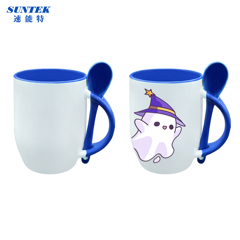 Ceramic White Sublimation Mug with Spoon