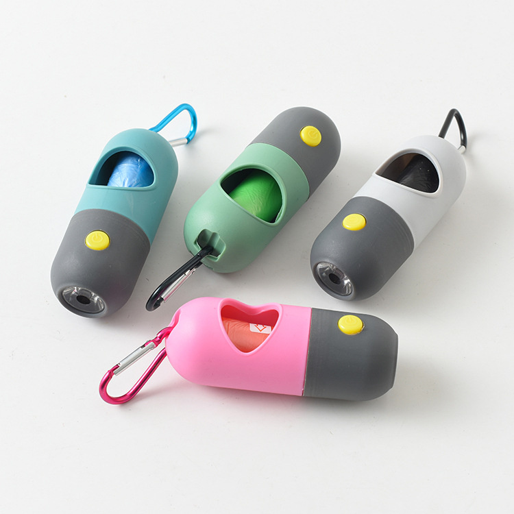 Doggy Poop Bag Dispenser with Built-in LED Flashlight for Dog Walking
