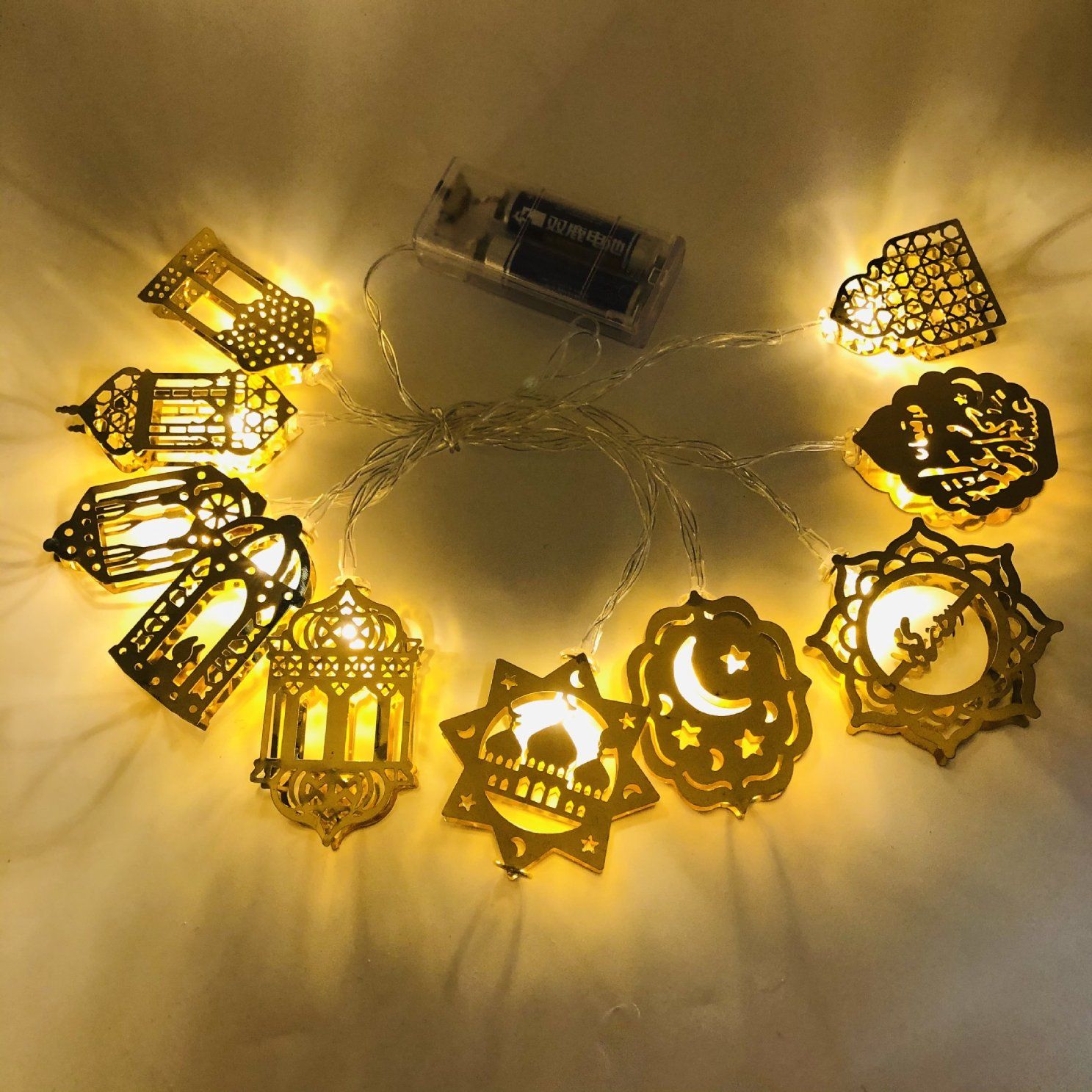 Factory Wholesale Start Moon Castle Eid Al-Adha Ramadan Festival LED Lamp RGB String Light with European Plug or Battery Box or USB