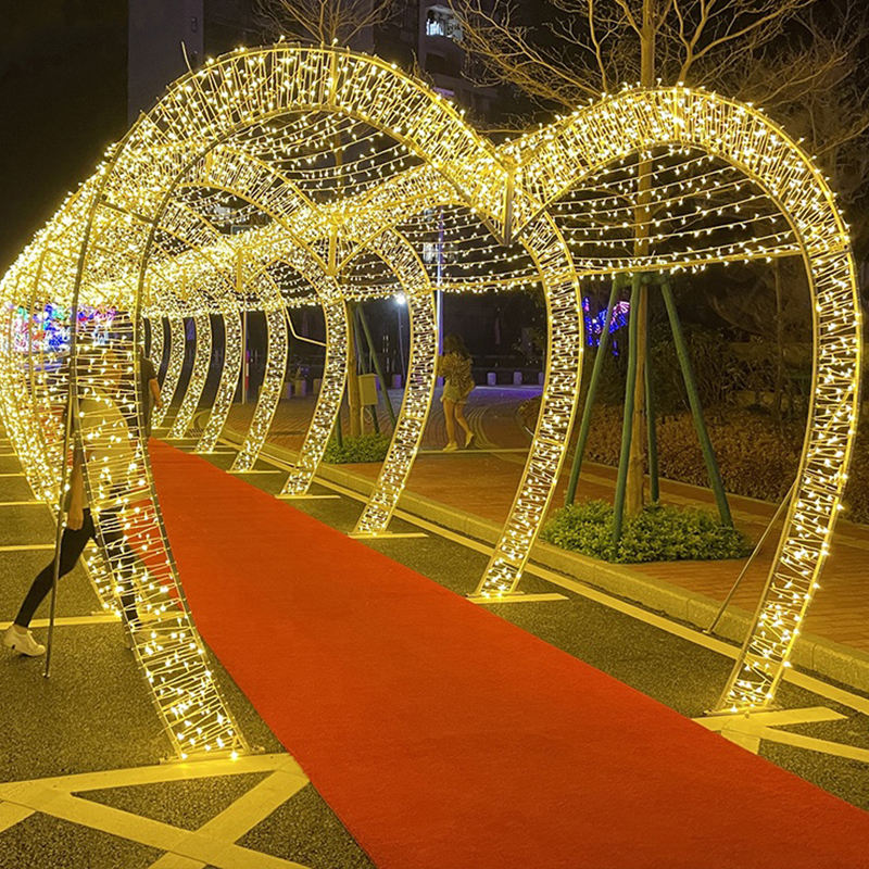 LED Archway Festival Large Christmas Lamps Decorations Street Arch Heart Outdoors Motif Lights 3D Decorative Lighting Luxury
