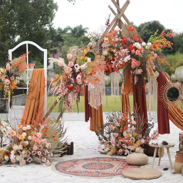 Rustic Style Draping Autumn Themed Backdrop Fabric Fall-toned Wedding Scene Decorations