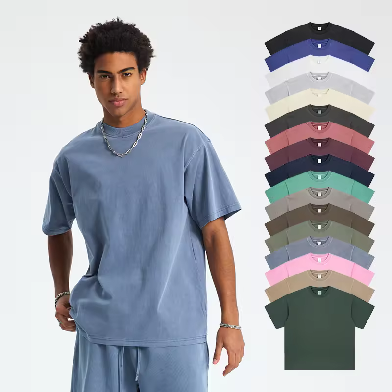 New Arrival Basic Cotton T-shirt 250gsm Retro Washed Oversize Summer Tee Custom Screen Dtg Printing Low Moq Blank Tee