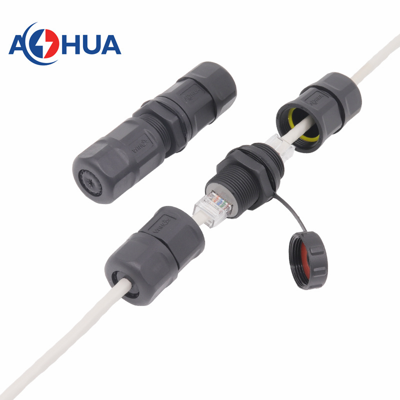 Hot Sale Waterproof Crystal Head Plug Adapter 8p8c Wiring Harness Power PCB Connector Ethernet Network RJ45 Cat5 CAT6 Electrical Cable Panel Mount Connector