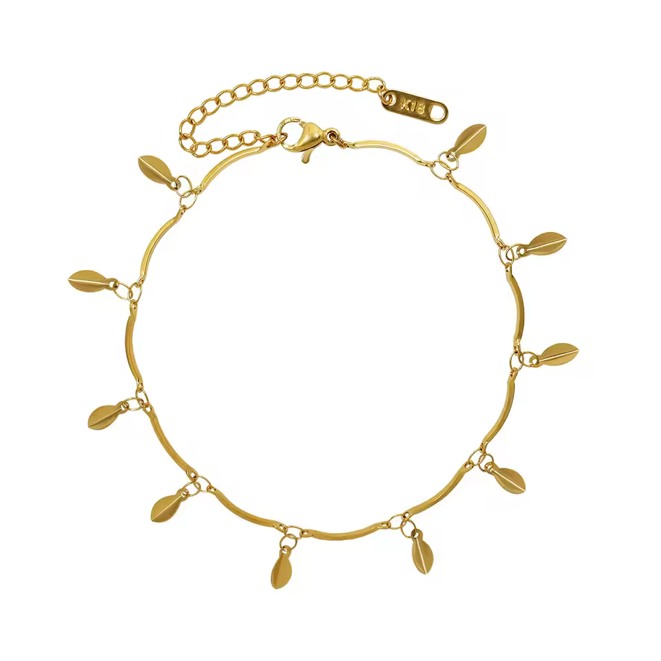 Vintage Chic Stainless Steel Leaf Charm Pendant Anklet Gold Plated Bohemian Style Women's For Party Direct From Supplier