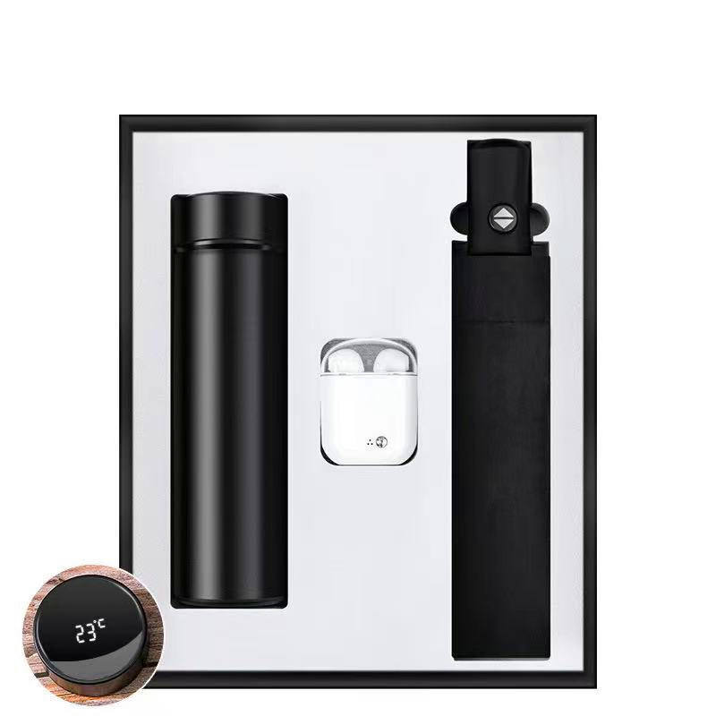 Latest Smart Gadget Vacuum Cup with Wireless Earbuds and Umbrella Christmas Day OEM Gifts for Promotion New Product Ideas