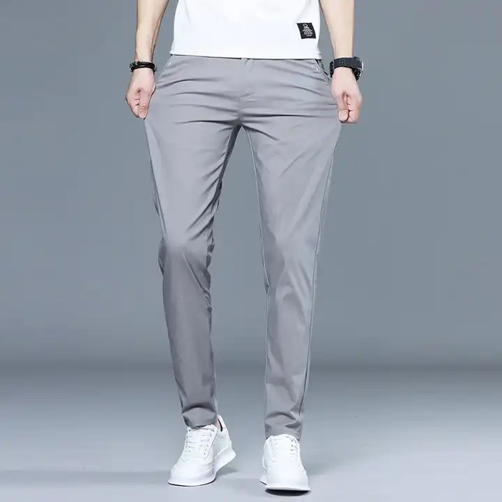 Golf Pants Mens Breathable Chino Trousers Stretch Slim Fit Casual Pants
