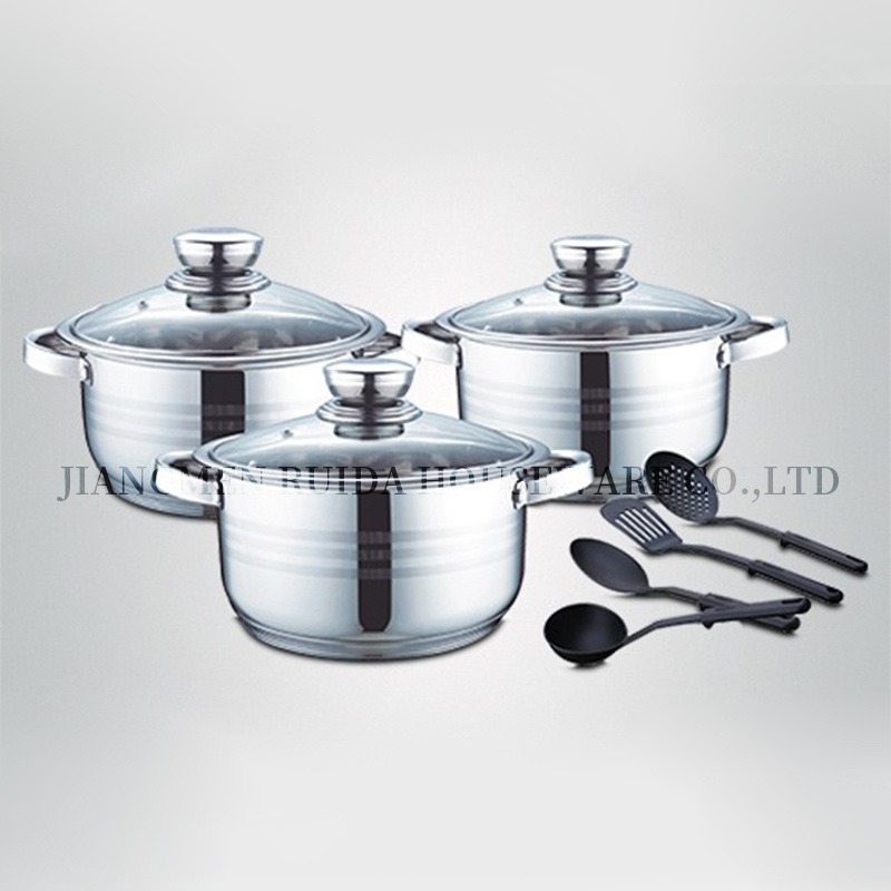 10PCS Wide Edge Stainless Steel Cookware Set