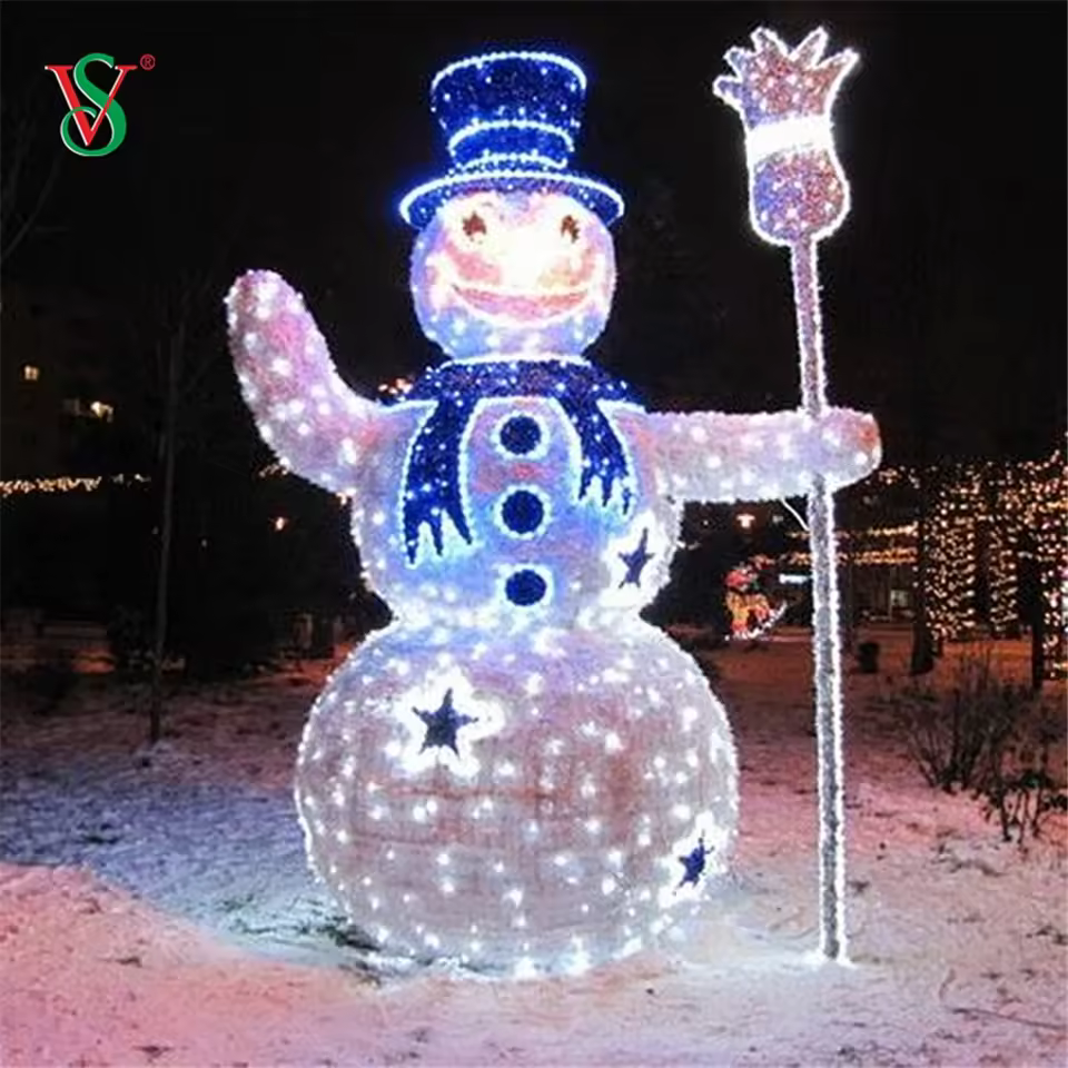 Top Selling Merry Christmas Large Led 3d Snowman Shaped Light With Broom Motif