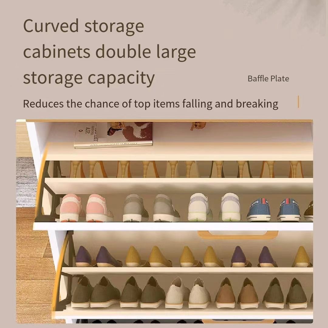 Contemporary Wooden Shoe Organizer for Hallway and Living Space