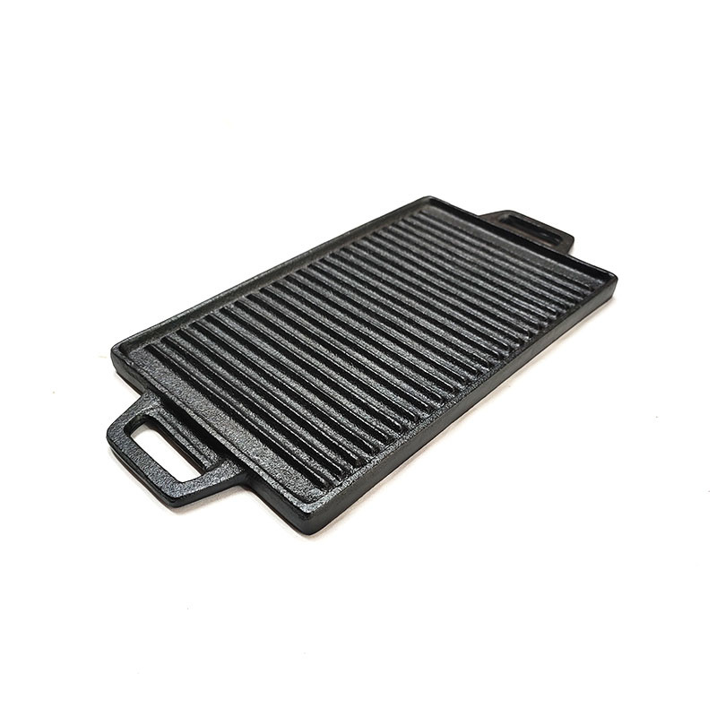 Customize Design Enamel Rectangle Cast Iron Reversible Cookware Kitchenware Flat Griddle Pan Grill Hot Plate Steak Fried Pan BBQ Plate