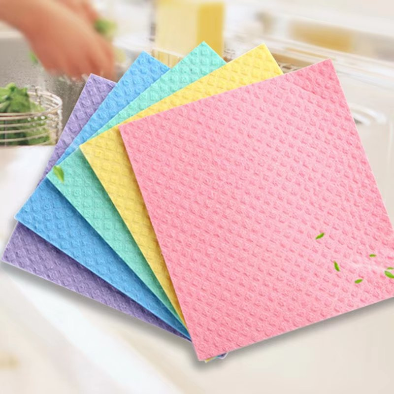 Premium Biodegradable Washable Swedish Cloth Absorbent 70% Cellulose 30% Cotton Natural Sponge Kitchen Clean Cloth