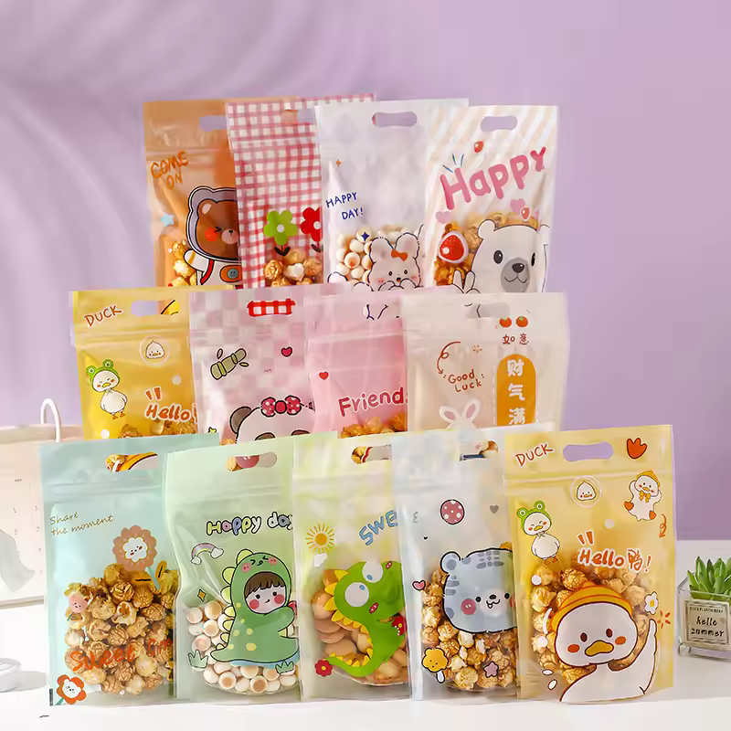 Printed Aluminum Foil Freeze Dried Candy Doypack Stand Up Pouch Food Packaging Mylar Bags With Clear Window