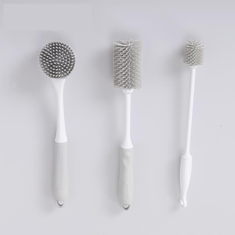 Useful Pan Pot Dish Cleaner Kitchen Silicone Water Baby Bottle Cleaning Set Cup Brush