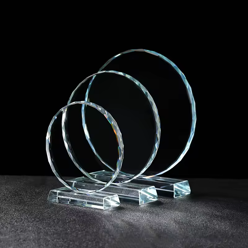 High Quality Cheap Wholesale Round Multifacet Blank Crystal Glass Medal Trophy Awards For Personalized Souvenirs