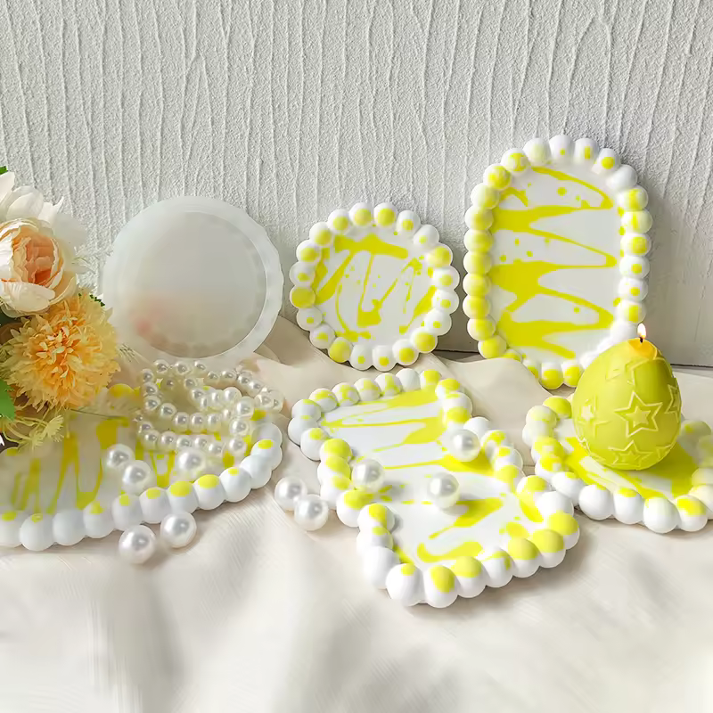 New Design 6 Bubble Tray Coasters Resin Crafts Moulds Silicone Mold Table Organizer Coasters Diy Plaster Drip Mirror Molds