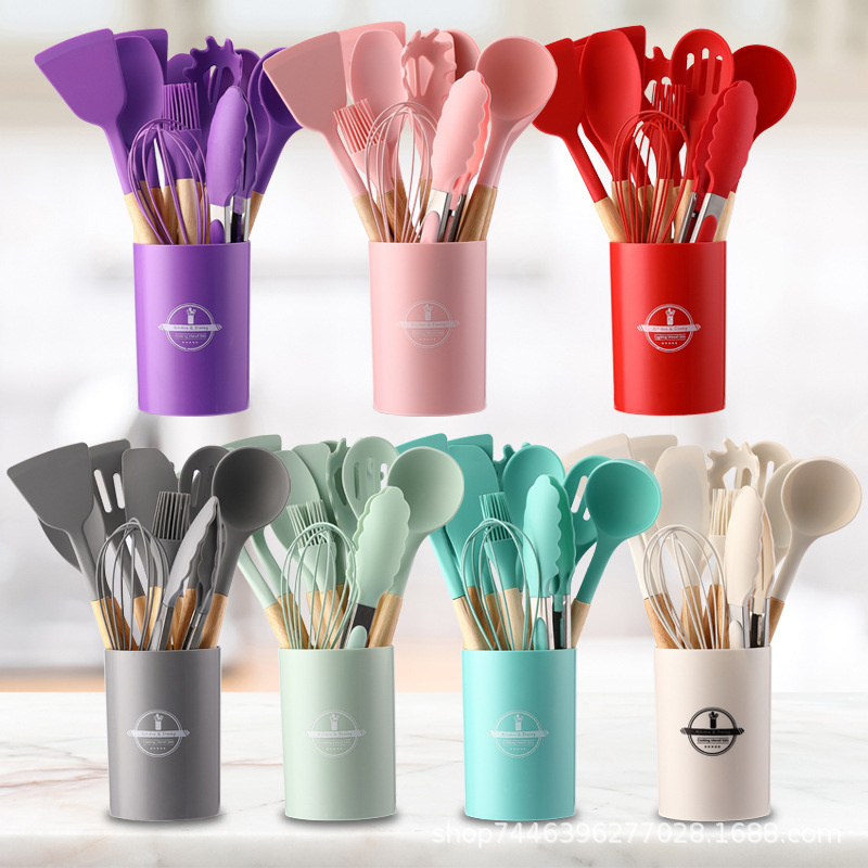 Hot Selling Home and Kitchen Accessories 5PCS Heat Resistant Food Silicone Kitchen Utensils Cooking Spatula Set
