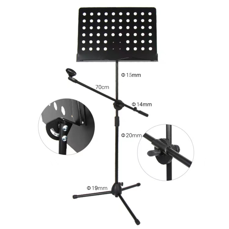 Hot Sale Perforated Sheet Music Stand with Microphone Stand