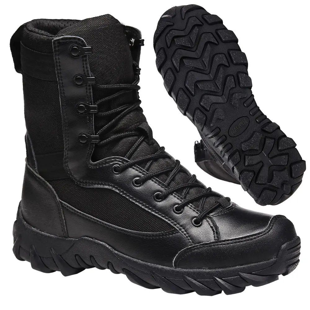 High Quality Ankle Oxford Leather Outdoor Training Tactical Shoes Hunting Jungle Desert Black Combat Boots