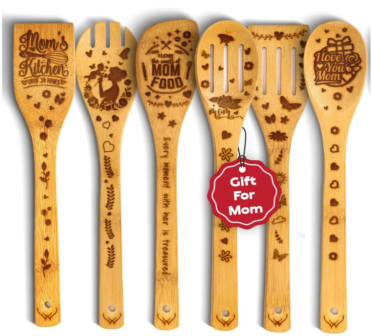 Premium Wooden Spoons for Cooking - Bamboo Kitchen Utensil Set