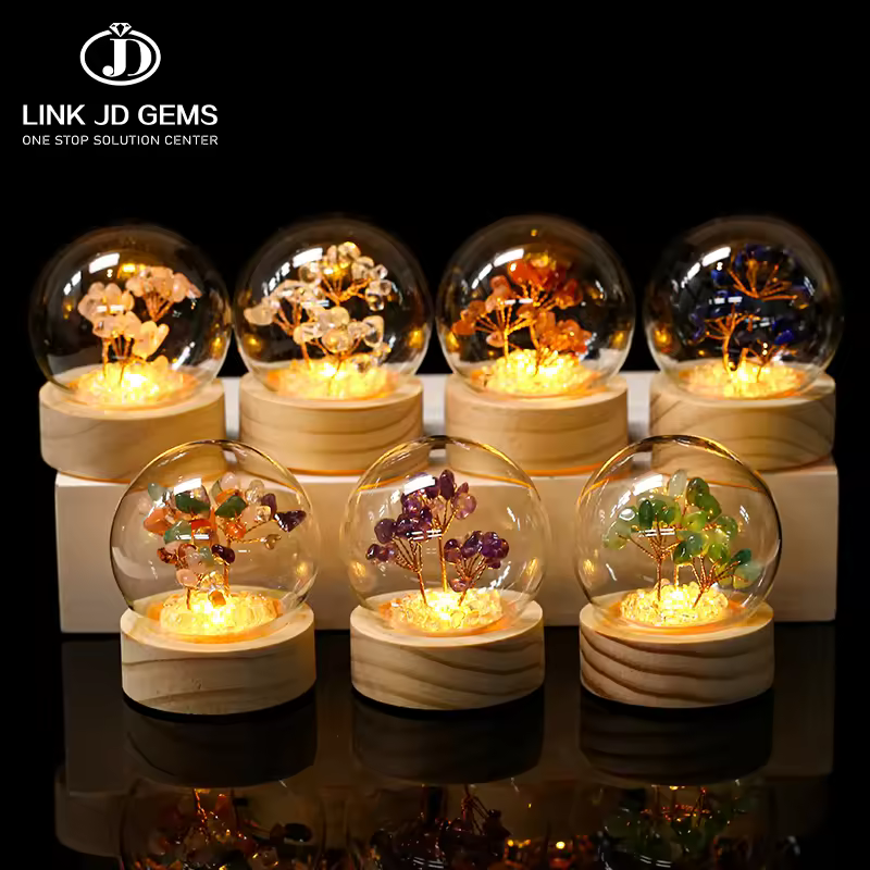 Jd Gems Fortune Lucky Feng Shui Brings Wealth Home Decoration Natural Citrine Aventurine Quartz Wishing Bottle Tree Crafts Light