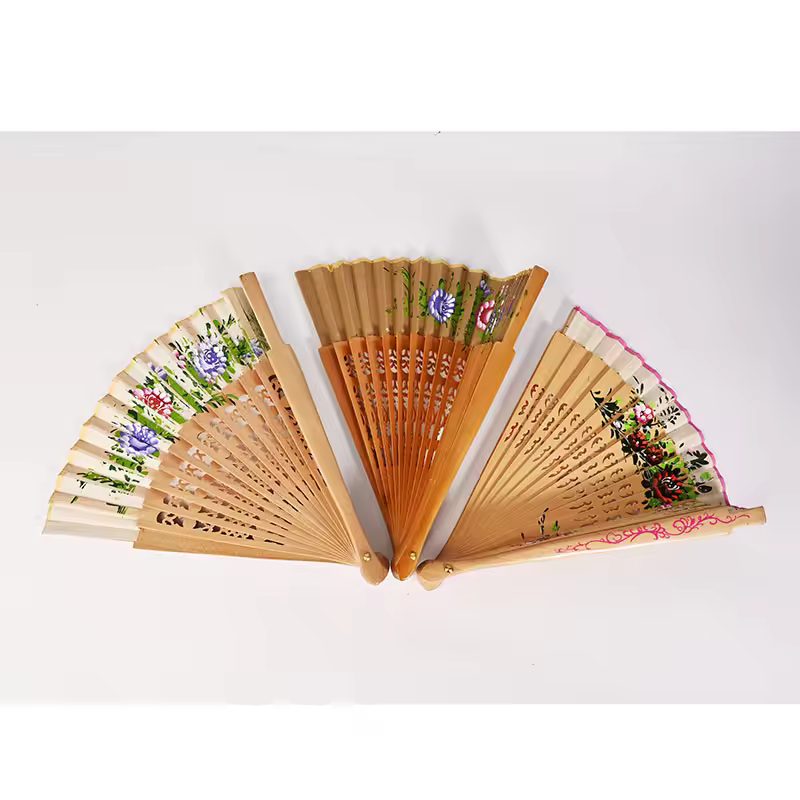Wholesale Hotel Wedding Souvenir Bamboo Handheld Fan Custom Wooden Hand Fan