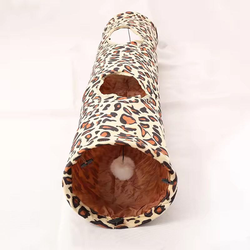 Foldable Collapsible Plush Leopard Cat Tunnel