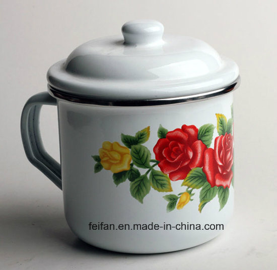 Carbon Steel Enamel Coating Mug with Cover and OEM Design