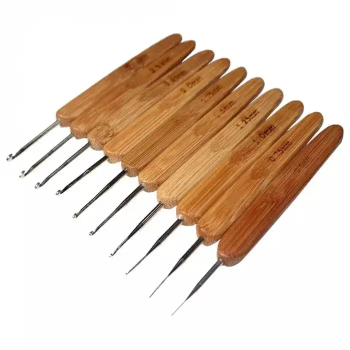 10PCS/Set Sweater Knitting Circular Bamboo Handle Crochet Hooks Smooth Weave Craft Needle