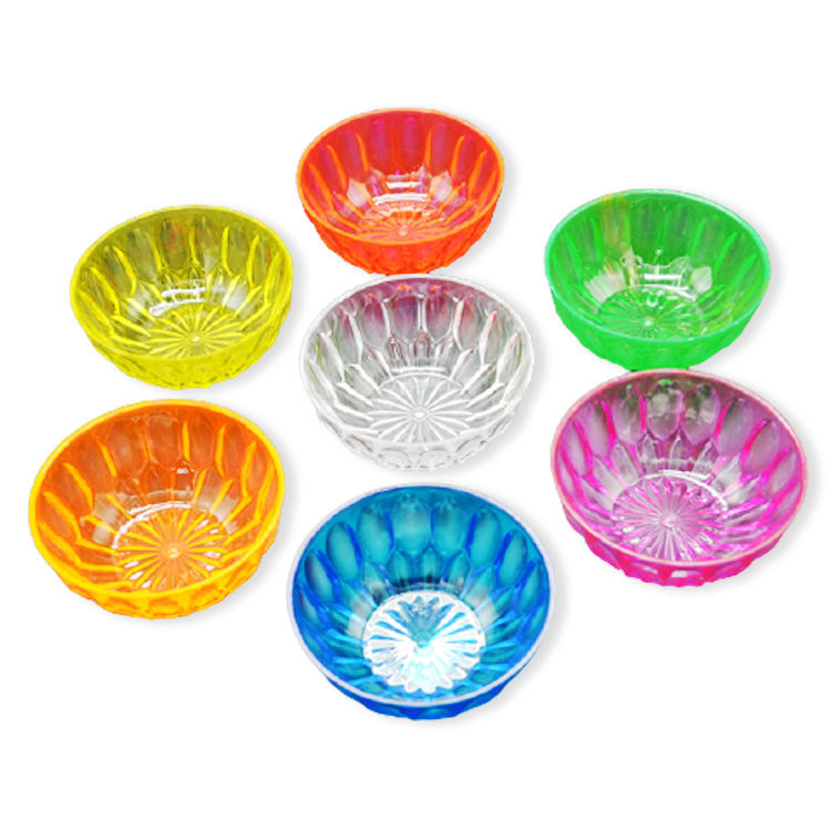 Factory Wholesale 4.5" Reusable Round Clear Plastic Dessert Flower Wedding Food Bowl