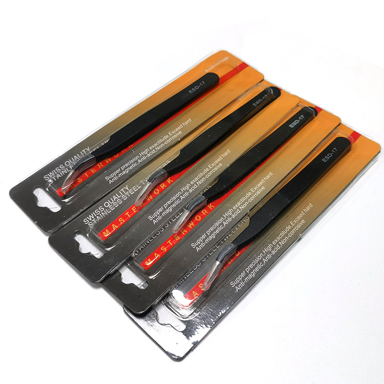Black Conductive ESD Anti-Static Cleanroom Tweezers